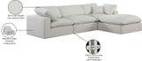 Comfy Cream Linen Textured Fabric Modular Sectional 187Cream-Sec4A Meridian Furniture