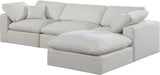 Comfy Cream Linen Textured Fabric Modular Sectional 187Cream-Sec4A Meridian Furniture