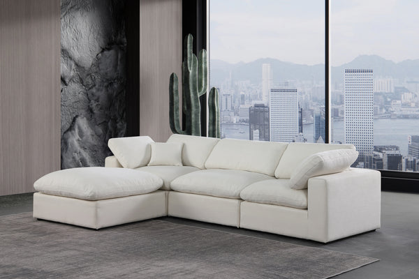 Comfy Cream Linen Textured Fabric Modular Sectional 187Cream-Sec4A Meridian Furniture