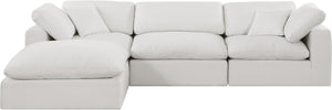 Comfy Cream Linen Textured Fabric Modular Sectional 187Cream-Sec4A Meridian Furniture