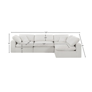 Comfy Cream Linen Textured Fabric Modular Sectional 187Cream-Sec4B Meridian Furniture