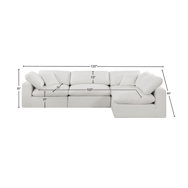Comfy Cream Linen Textured Fabric Modular Sectional 187Cream-Sec4B Meridian Furniture
