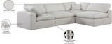 Comfy Cream Linen Textured Fabric Modular Sectional 187Cream-Sec4B Meridian Furniture