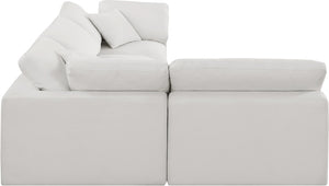 Comfy Cream Linen Textured Fabric Modular Sectional 187Cream-Sec4B Meridian Furniture