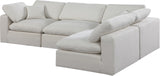 Comfy Cream Linen Textured Fabric Modular Sectional 187Cream-Sec4B Meridian Furniture