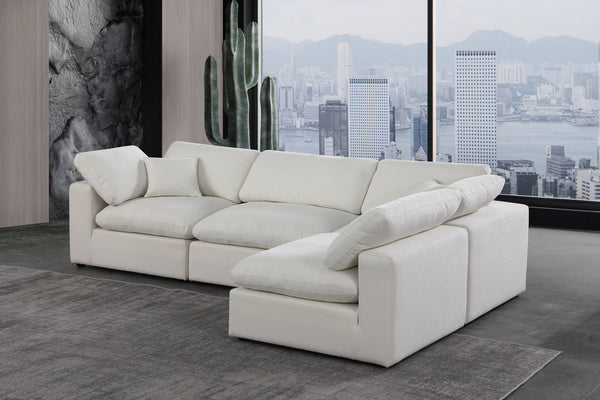 Comfy Cream Linen Textured Fabric Modular Sectional 187Cream-Sec4B Meridian Furniture