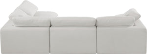 Comfy Cream Linen Textured Fabric Modular Sectional 187Cream-Sec4B Meridian Furniture