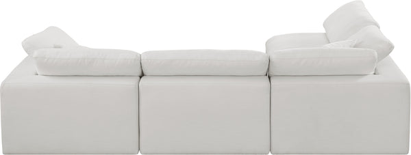 Comfy Cream Linen Textured Fabric Modular Sectional 187Cream-Sec4B Meridian Furniture