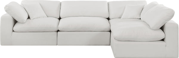 Comfy Cream Linen Textured Fabric Modular Sectional 187Cream-Sec4B Meridian Furniture
