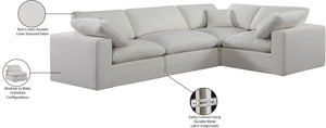 Comfy Cream Linen Textured Fabric Modular Sectional 187Cream-Sec4C Meridian Furniture