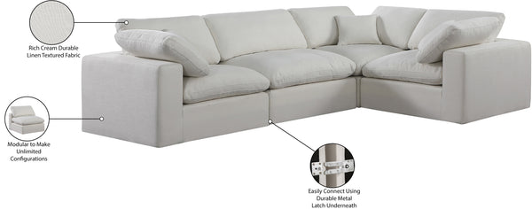 Comfy Cream Linen Textured Fabric Modular Sectional 187Cream-Sec4C Meridian Furniture