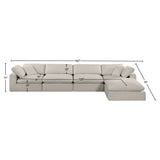 Comfy Cream Linen Textured Fabric Modular Sectional 187Cream-Sec5A Meridian Furniture