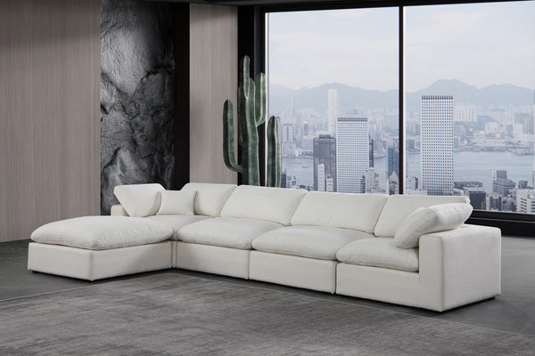 Comfy Cream Linen Textured Fabric Modular Sectional 187Cream-Sec5A Meridian Furniture