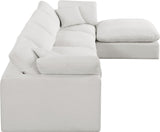 Comfy Cream Linen Textured Fabric Modular Sectional 187Cream-Sec5A Meridian Furniture