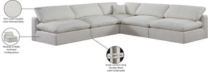 Comfy Cream Linen Textured Fabric Modular Sectional 187Cream-Sec5B Meridian Furniture