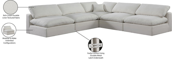Comfy Cream Linen Textured Fabric Modular Sectional 187Cream-Sec5B Meridian Furniture