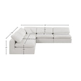 Comfy Cream Linen Textured Fabric Modular Sectional 187Cream-Sec5B Meridian Furniture