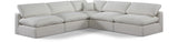 Comfy Cream Linen Textured Fabric Modular Sectional 187Cream-Sec5B Meridian Furniture