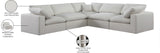 Comfy Cream Linen Textured Fabric Modular Sectional 187Cream-Sec5C Meridian Furniture