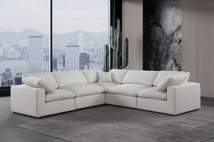 Comfy Cream Linen Textured Fabric Modular Sectional 187Cream-Sec5C Meridian Furniture