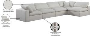 Comfy Cream Linen Textured Fabric Modular Sectional 187Cream-Sec5D Meridian Furniture