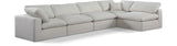 Comfy Cream Linen Textured Fabric Modular Sectional 187Cream-Sec5D Meridian Furniture