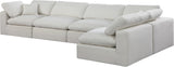 Comfy Cream Linen Textured Fabric Modular Sectional 187Cream-Sec5D Meridian Furniture