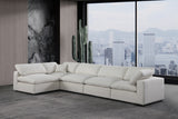 Comfy Cream Linen Textured Fabric Modular Sectional 187Cream-Sec5D Meridian Furniture