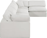 Comfy Cream Linen Textured Fabric Modular Sectional 187Cream-Sec5D Meridian Furniture