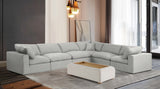 Comfy Cream Linen Textured Fabric Modular Sectional 187Cream-Sec6A Meridian Furniture