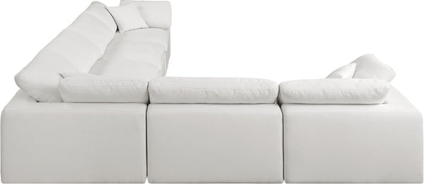 Comfy Cream Linen Textured Fabric Modular Sectional 187Cream-Sec6A Meridian Furniture