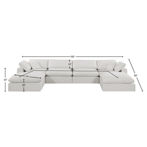 Comfy Cream Linen Textured Fabric Modular Sectional 187Cream-Sec6B Meridian Furniture