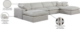 Comfy Cream Linen Textured Fabric Modular Sectional 187Cream-Sec6B Meridian Furniture