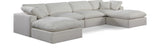 Comfy Cream Linen Textured Fabric Modular Sectional 187Cream-Sec6B Meridian Furniture