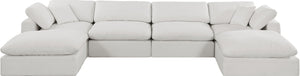 Comfy Cream Linen Textured Fabric Modular Sectional 187Cream-Sec6B Meridian Furniture