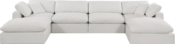 Comfy Cream Linen Textured Fabric Modular Sectional 187Cream-Sec6B Meridian Furniture