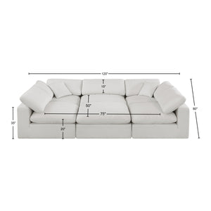 Comfy Cream Linen Textured Fabric Modular Sectional 187Cream-Sec6C Meridian Furniture