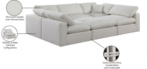 Comfy Cream Linen Textured Fabric Modular Sectional 187Cream-Sec6C Meridian Furniture