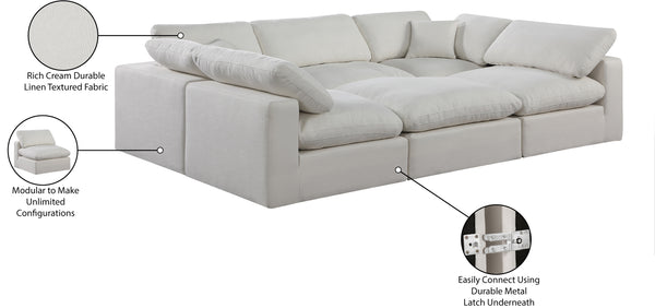 Comfy Cream Linen Textured Fabric Modular Sectional 187Cream-Sec6C Meridian Furniture