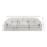 Comfy Cream Linen Textured Fabric Modular Sectional 187Cream-Sec6C Meridian Furniture