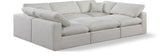 Comfy Cream Linen Textured Fabric Modular Sectional 187Cream-Sec6C Meridian Furniture