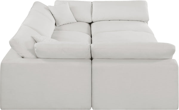 Comfy Cream Linen Textured Fabric Modular Sectional 187Cream-Sec6C Meridian Furniture