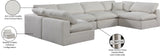 Comfy Cream Linen Textured Fabric Modular Sectional 187Cream-Sec6D Meridian Furniture