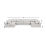 Comfy Cream Linen Textured Fabric Modular Sectional 187Cream-Sec6D Meridian Furniture