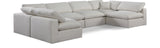 Comfy Cream Linen Textured Fabric Modular Sectional 187Cream-Sec6D Meridian Furniture