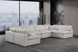 Comfy Cream Linen Textured Fabric Modular Sectional 187Cream-Sec6D Meridian Furniture