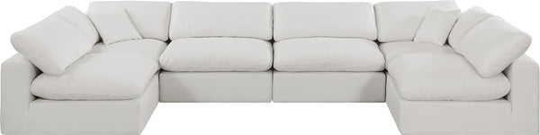 Comfy Cream Linen Textured Fabric Modular Sectional 187Cream-Sec6D Meridian Furniture