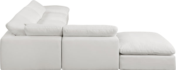 Comfy Cream Linen Textured Fabric Modular Sectional 187Cream-Sec6E Meridian Furniture