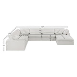 Comfy Cream Linen Textured Fabric Modular Sectional 187Cream-Sec7A Meridian Furniture