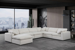 Comfy Cream Linen Textured Fabric Modular Sectional 187Cream-Sec7A Meridian Furniture